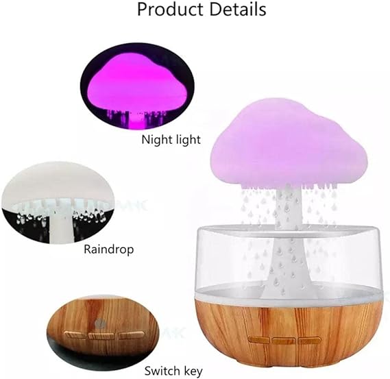 Cloud Rain Humidifier – Ultrasonic Cool Mist, LED Night Light & Quiet Operation | Perfect for Homes in UAE & KSA